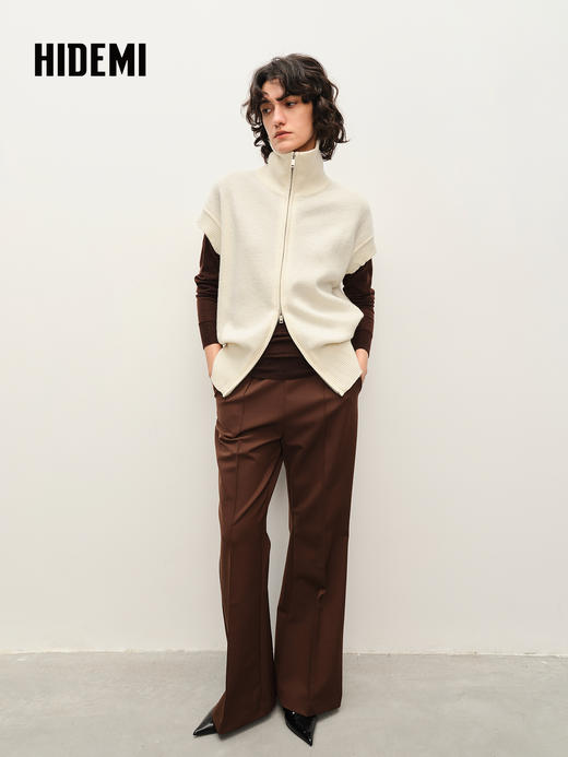 HIDEMI 显瘦中高腰喇叭长裤神裤 军绿色/咖啡色/黑色 商品图3