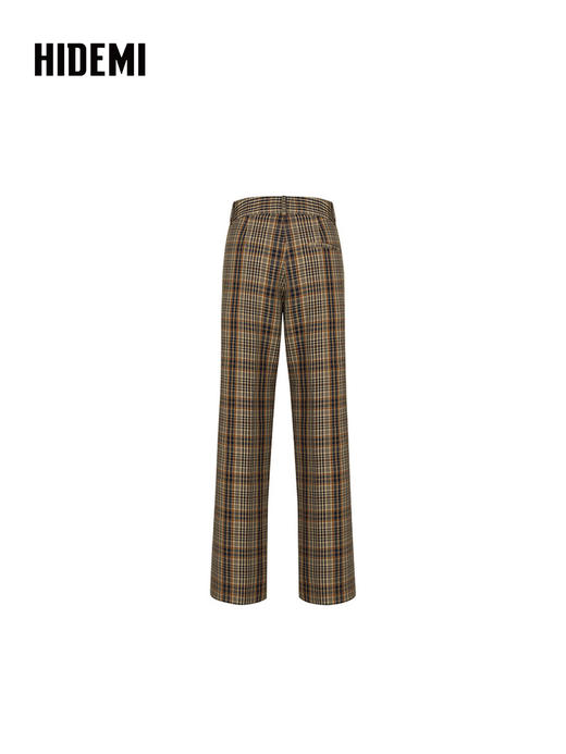 HIDEMI色织格纹九分裤复古格子日常气质直筒休闲裤宽松阔腿裤 商品图8
