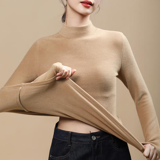 丁摩 双面德绒打底衫女冬季加绒加厚洋气大码中领秋冬保暖内衣5ZF-408 商品图3