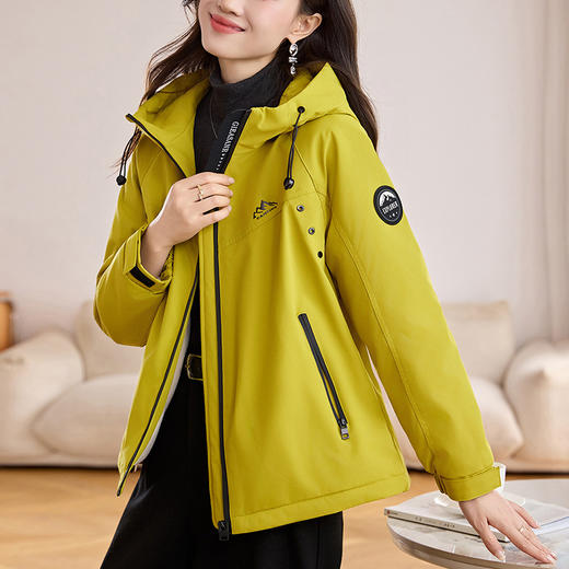 丁摩 休闲连帽派克棉服女冬季新款宽松洋气加厚夹棉冲锋衣外套5ZF-25893 商品图0