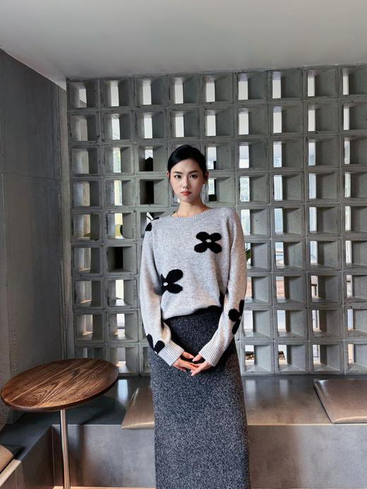 【山花烂漫】噢蜜ooomeooo四叶草提花羊绒套头衫 商品图8