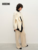 HIDEMI 美利奴羊毛双面呢不对称设计感翻领大衣 乳白色/黑色 商品缩略图3