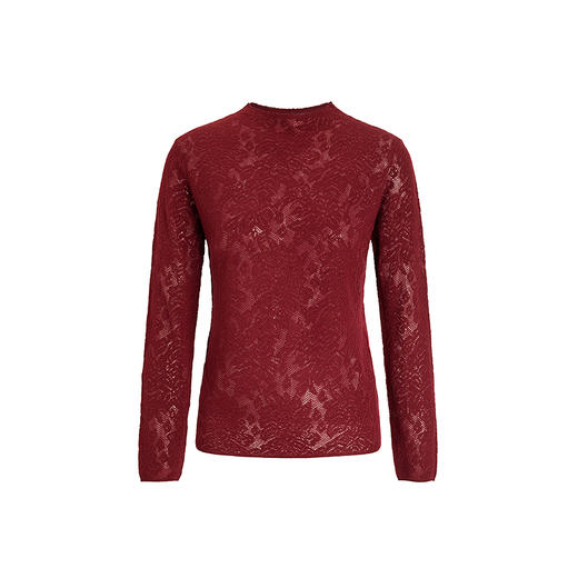 【林栖设计小店】（现货）镂空提花套头毛衣复古优雅修身显瘦2026早春新款长袖上衣G1961219 商品图0