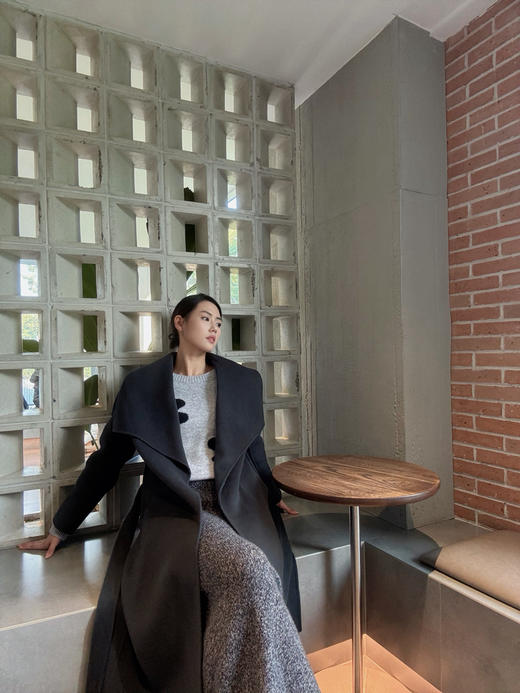 【气场之选】噢蜜ooomeooo大翻领10羊绒修身手工大衣 商品图7