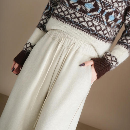 QYM 9535-Y松紧高腰直筒休闲裤宽松阔腿裤 商品图3