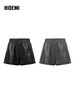HIDEMI 甄选环保蛋白皮超显瘦松紧腰百搭神裤短裤皮裤  黑色/灰色 商品缩略图0