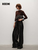 HIDEMI 进口西班牙小羊皮松紧腰显瘦阔腿皮裤长款 黑色 商品缩略图2
