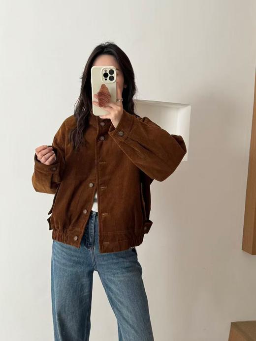 老米优品🎈3-5天! 韩代同款《工装风立领100%棉灯芯绒棉服》美拉德色系纯棉灯芯绒，内绗棉加棉设计厚实保暖棉衣棉服 WT251026A 商品图2