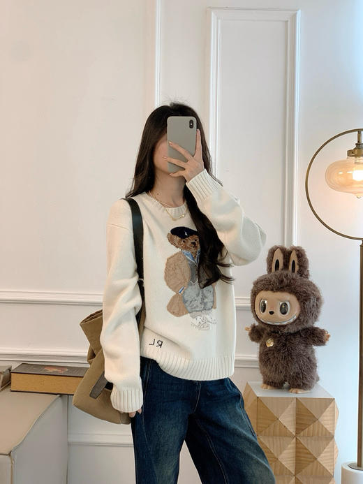 1027-4 亲戚工厂一手渠道货 小马秋冬新款 小熊提花 羊毛羊绒重磅针织套头衫 商品图11