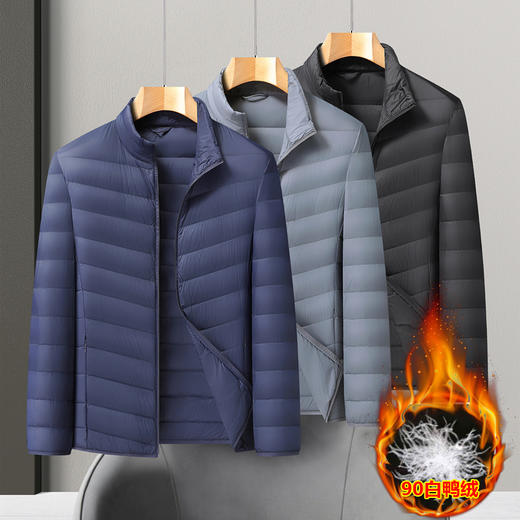 【DX】大依优型大码男装轻薄羽绒服立领90鸭绒秋冬休闲商务宽松短款羽绒服防钻绒 商品图5
