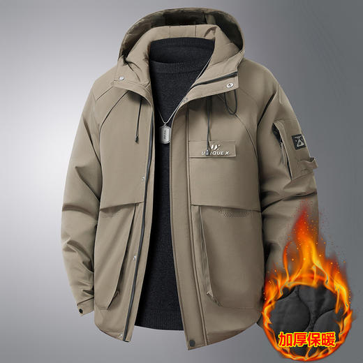 【加大码】【DX】大依优型大码男装冬季连帽棉衣工装棉服外套潮流时尚加肥加大码保暖棉服300斤可穿 商品图5