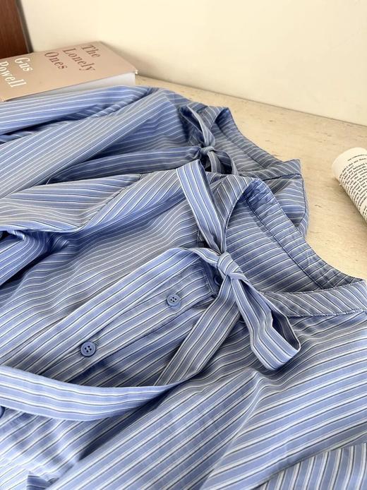 蓝色条纹蝴蝶结绑带衬衫 | 清新又显白，自带一种静谧的文艺感【3-5天发货】 商品图5