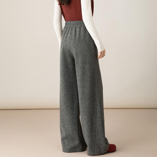 百媚生 垂感羊毛卫裤女冬加厚保暖休闲裤直筒阔腿裤85659 商品图2