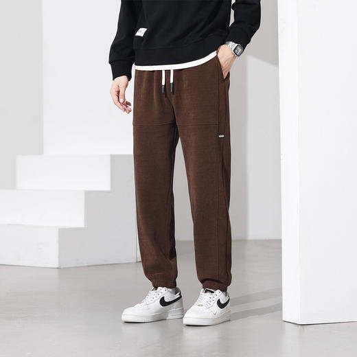罗蒙秋冬休闲裤男士束脚裤阔腿版型六维弹力裤拼接款时尚百搭长裤 商品图2
