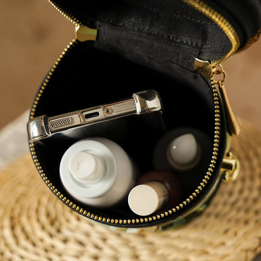 圆竹绣花水桶包拉链包，古风旗袍宴会小挎包QB-山石兰草 商品图3