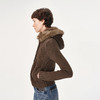NUTH可拆卸毛领连帽修身短款麻花针织开衫外套女 棕色（发货时间同步天猫） 商品缩略图4