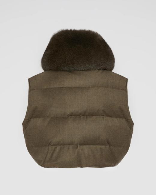 Yves Salomon - VEST MADE WITH LORO PIANA FLANNEL FABRIC/FOX - EARTH - 女装 - 背心 - 咖褐色 商品图1