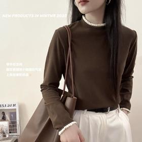 【超值两件装】卷卷紫花边长袖暖暖衣 双面磨毛柔软亲肤保暖 领口袖口花边设计时髦精致 宽松弹力版型 时尚百搭慵懒又高级