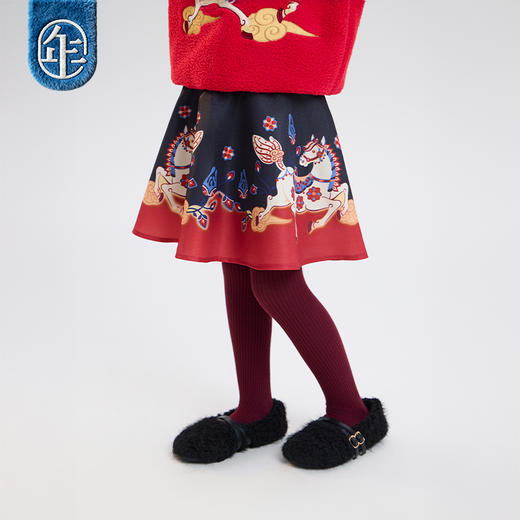 年衣童装半身裙短裙冬季新款女孩儿童短款裙子锦绣前程半裙 商品图4