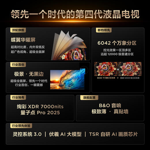 TCL电视 98Q10L Pro 98英寸 极景QD-Mini LED 蝶翼华曜屏 万象分区 绚彩XDR 7000nits 超薄电视 商品图1