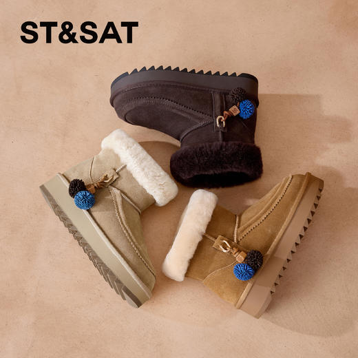 星期六时尚百搭流苏球厚底雪地靴SSD4118C5X 商品图1