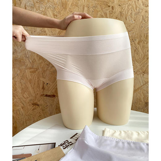 官网259！三条装100S长绒棉无痕高腰女士三角裤舒适透气加长底裆全包臀内裤 商品图4