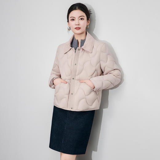 「高货wl」全新升级【铂金会员441/天猫589/差价148】(01945)洛诗琳撞料拼接90白鸭绒羽绒服2025冬季气质通勤保暖外套 商品图1