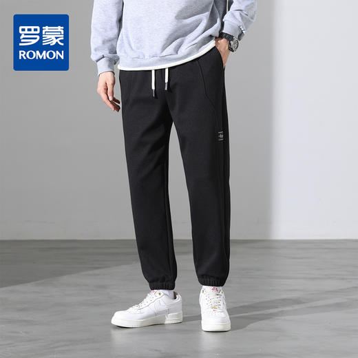 罗蒙秋冬休闲裤男士内里磨毛毛呢小锥裤抗皱易打理宽松版型显瘦长裤子 商品图0
