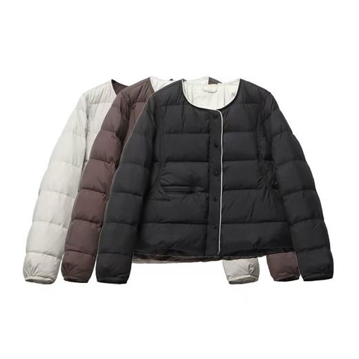 百媚生 圆领轻薄短款羽绒服女小个子保暖外套JF8811 商品图3