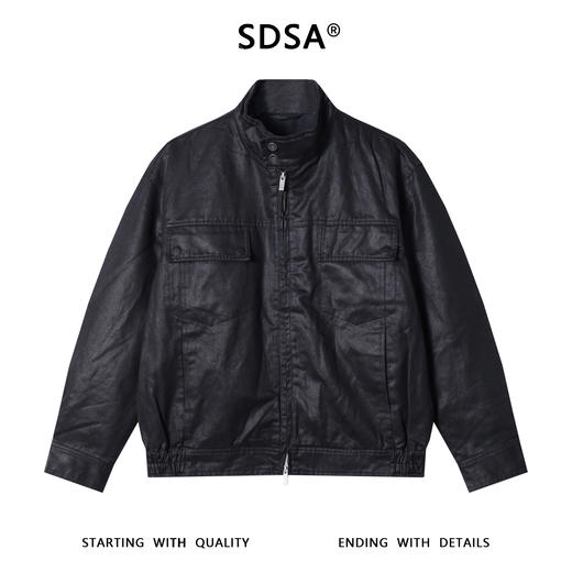 SDSA男士秋冬新款痞帅男装高街时尚纯色拉链立领夹克外套嘻哈百搭 商品图0