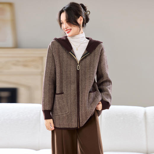 CC 312连帽拉链针织开衫厚款大码外套 商品图3