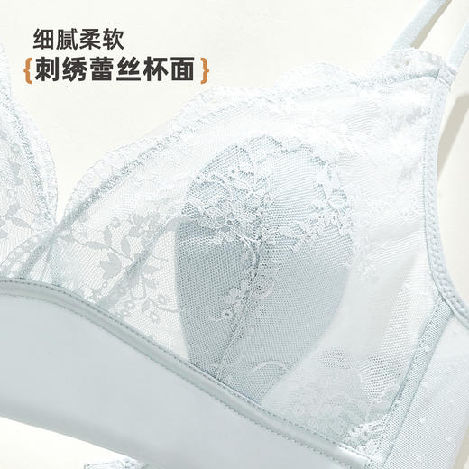 雅黛丽女士文胸轻薄兔耳朵杯大胸显小显瘦内衣舒适透气性感法式蕾丝胸罩 商品图8