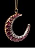 独角鹿西洋古董 19世纪末英国出品黄金底纯银镶嵌红宝石及钻石新月造型吊坠项链 商品缩略图2