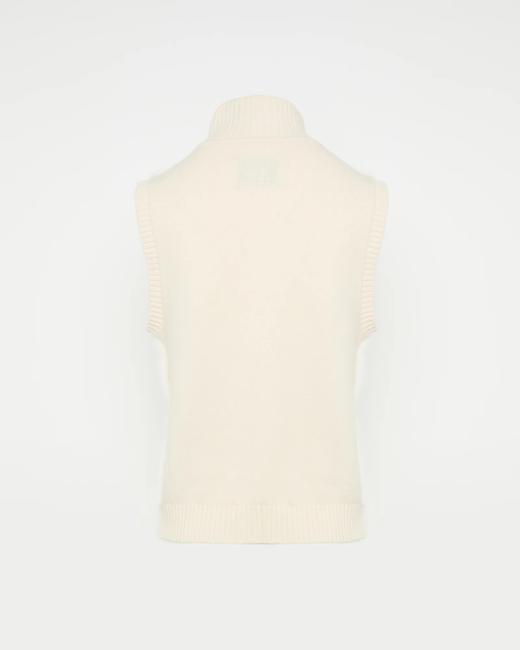 Yves Salomon - VEST MERINOS KNITWEAR/MINK - IVOIRE - 女装 - 背心 - 象牙白 商品图1