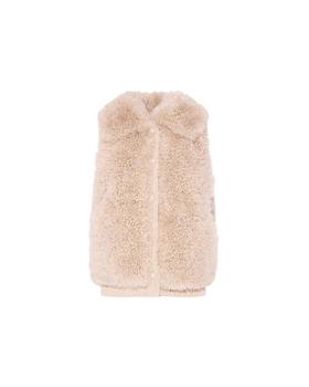 Yves Salomon - VEST LONG HAIR LAMB/KNITWEAR MERINOS WOOL - FICELLE - 女装 - 背心 - 淡灰褐色