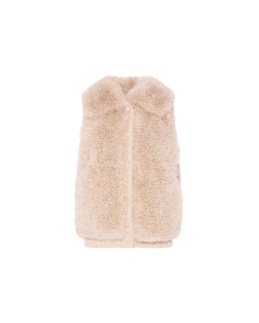 Yves Salomon - VEST LONG HAIR LAMB/KNITWEAR MERINOS WOOL - FICELLE - 女装 - 背心 - 淡灰褐色 商品图0