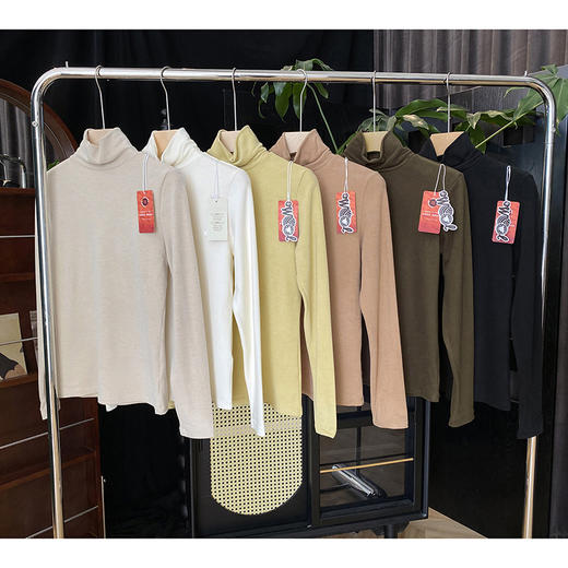 官网499！蕉家秋冬羊毛保暖内搭女士高领修身可外穿打底衫柔软蓬松双面绒肌底衣 商品图3