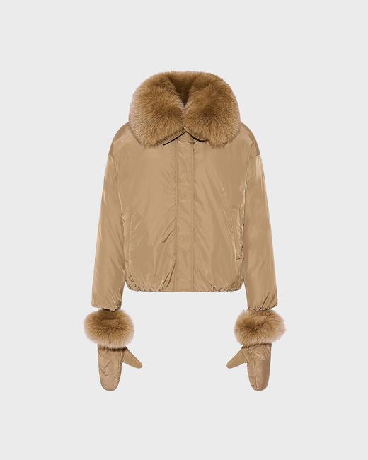 Yves Salomon - DOWN JACKET TECHNICAL FABRIC/FOX - LIEGEOIS - 女装 - 羽绒服 - 卡其色 商品图1