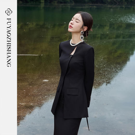 FUYAO扶摇 【优雅国风】斜襟西装外套女2025冬羊毛西服新中式穿搭 商品图2