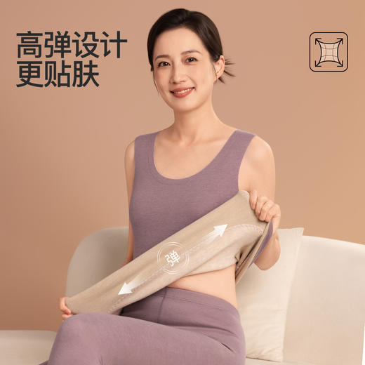 羊毛蚕丝贴片护宫保暖妈妈保暖背心女加厚加绒秋冬羊绒蚕丝无痕中老年打底保暖内搭上衣 商品图3