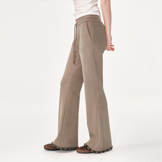 NUTH棕色摇粒绒弹力修身加绒微喇卫裤女（发货时间同步天猫） 商品图5