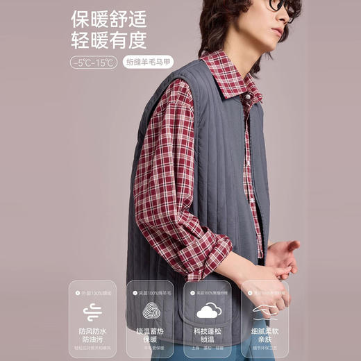 男士竖条纹拼接羊毛马甲冬季男背心【YM7381】 商品图2