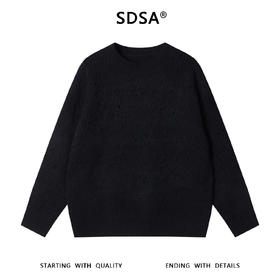 24309SDSA男士秋冬新款痞帅男装潮牌简约纯色勾破圆领毛衣慵懒风针织衫
