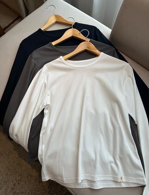 极简王炸~！情侣！禾の臻选 100%有机棉 正肩长袖T！万neng打底利器！ 商品图11