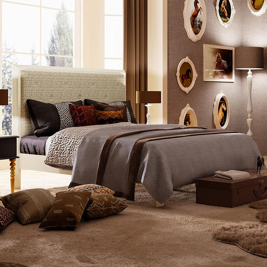 喜梦宝墨骐高定实木软靠床新古典骑士风青少年贵族卧室家具双人床 商品图3