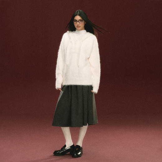 Ariseism 美式复古白色连帽毛衣外套女秋季新款上衣 商品图3