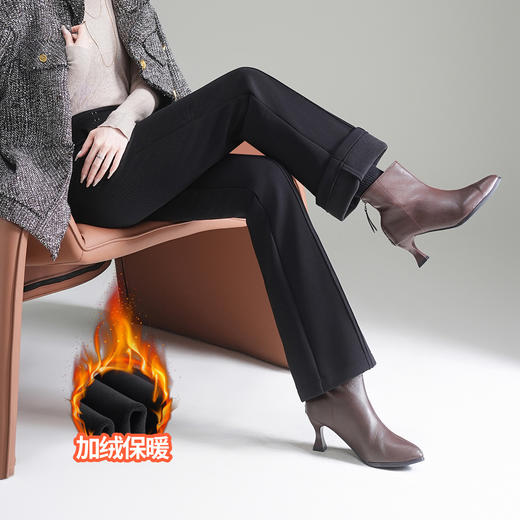 「自」全新升级【铂金会员165/天猫219/差价54】(11916)洛诗琳新款气质微喇裤2025秋冬高腰显瘦加绒加厚休闲喇叭裤 商品图2