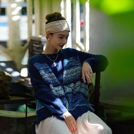 绽放605朵/高端麻棉纱线肌理蓝晕染舒适百搭手工编线马甲女秋叠穿 商品图1