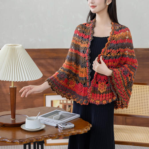 苏苏姐家叶锦花披肩手工diy钩针自制羊毛线编织毛线团材料包 商品图1