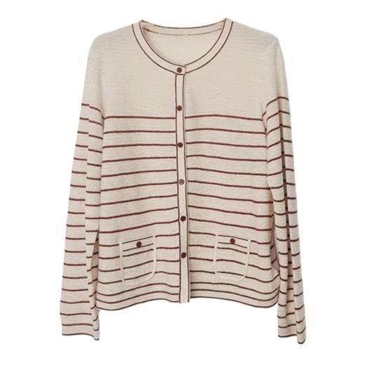 VIVIAN LIU薇薇安刘C2546307秋季女装新款条纹撞色毛织开衫 商品图4